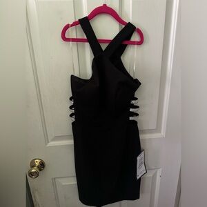 Black Formal Strappy Dress with Silver Accents